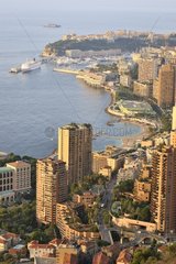 Urbanized coast of Monaco at sunrise