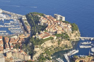 Rock of Monaco surrounded by two marinas