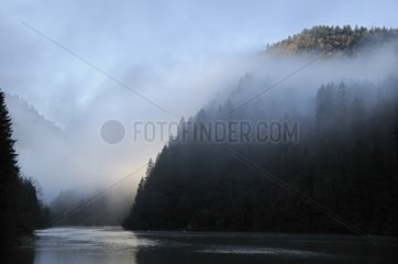 Morning fog in autumn in the valley France