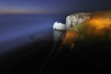 Cliffs at Etretat at night Normandy France