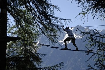 Parcours acrobatic forest at 1800 m Puy Saint Vincent