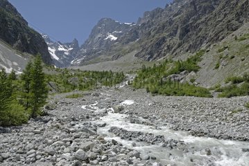 Plain deposits of glacial torrent of Black Glacier France