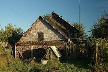 Construction traditional with tiles out of wooden Russia