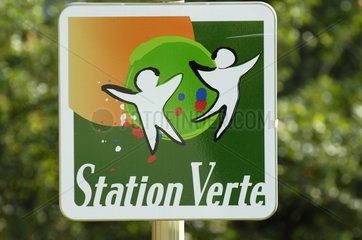 Green Station panel at the entrance to a village France