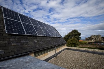 Photovoltaic panels on a roof Scotland UK