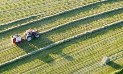Air shot of the hay pressing France