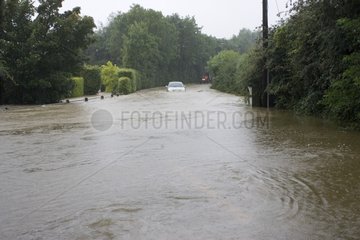 Car washed away by a flood in Childswykham UK