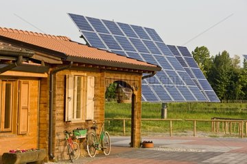 Solar Panels near a wooden house Italy
