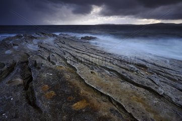 Cracked coastal slab on Isle of Skye Elgol Scotland