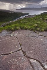 Fractured rocks on the coast Upper Loch Torridon Scotland