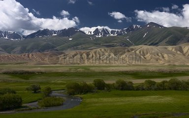 Sight on the solid mass of Tien Shan in summer