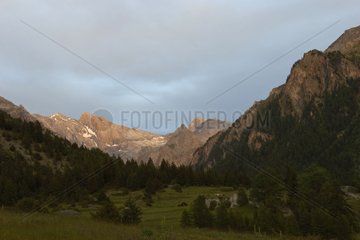 Dusk on the massif of Font Sancte Alps