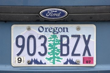 Zahlenplatte eines Fahrzeugs von Oregon USA
