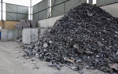 Piles of slag in a sorting of waste France