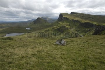 View of massive Quiraing the island of Skye in Scotland
