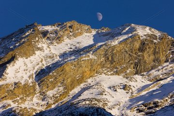 Moon over the mountains Gran Paradiso NP Italy