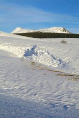 Sight on Mount Mezenc from the snow-covered plateau France