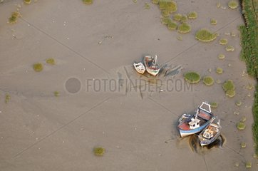 Aerial view of boats in the Bay of Somme The Crotoy