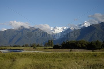 Mount Cook von der Küste des Südalpen -Neuseelands aus gesehen