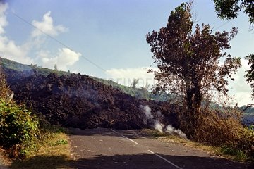 Eruption of the volcano Piton de la Fournaise in Reunion