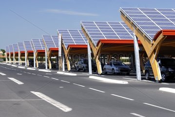 A supermarket parking covered with solar panel France