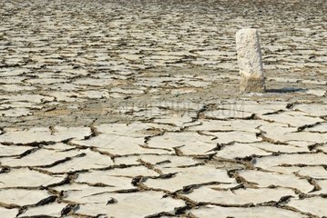 Cracked earth in a dried out pond in Camargue France