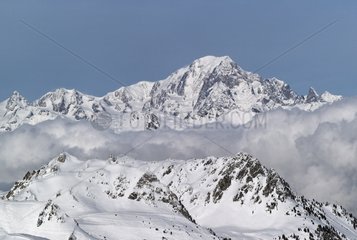 Mount Blanc von Les Arcs Skigebiet in Savoie Frankreich