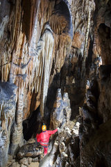 Caver in the cave Galliana Baja - Spain