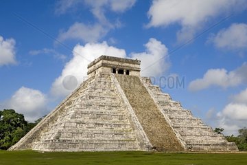 Ruins of a Maya pyramid in Chichen Itza Mexico