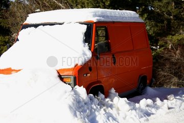 Truck in the snow Mont Ventoux Provence France