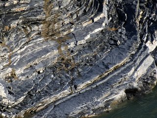 Shiste layers of clay and limestone Yukon Canada