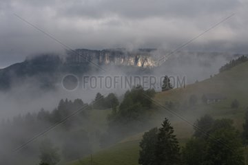 The Outheran mount in clouds Savoie France
