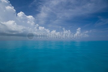 Clouds and calm sea in Bahamas