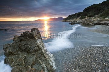 Sunset on the beach of Jovat Cap Lardier Riviera France