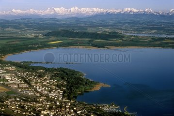Lake of Neuchâtel and the Alps at the horizon
