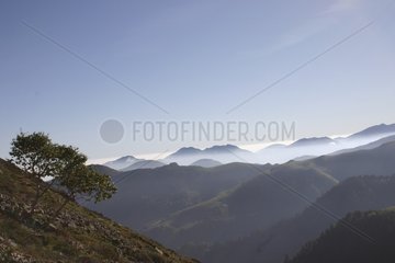 Sea of clouds and blue sky to the top of the Pyrenean relief