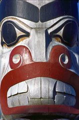 Sculpture of a totem Haida Islands of the Queen Charlotte Canada