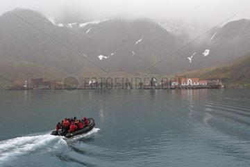 Boot geht zur Grytviken Whaling Station South Georgia