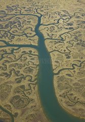 Aerial view of the marshes of Punta Umbria in Huelva Spain