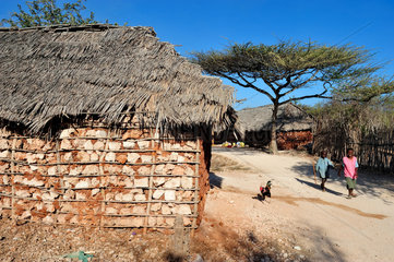 Traditional house in coral and earth - Lamu Kenya