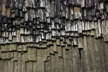 Svartifoss (Black Fall) is a waterfall with basalt columns  in Skaftafell in Vatnajoekull National Park in Iceland  it is one of the most popular sights in the park. southeast Iceland