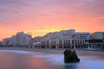 Big beach of Biarritz at dawn  casino  Aquitaine  France