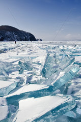 Chaos of ice on the surface of Lake Baikal  Siberia  Russia