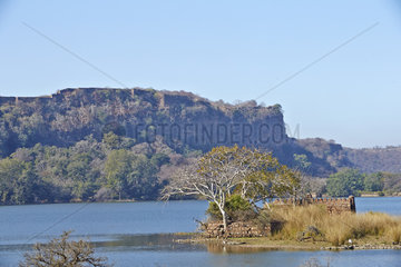 Lakes landascape down the fort Ranthambore - India