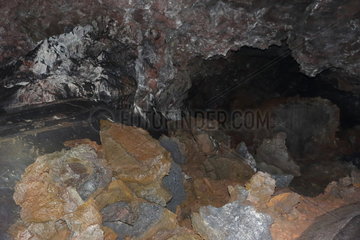 Cave of volcanic lava. Island of Pico. Azores. Portugal