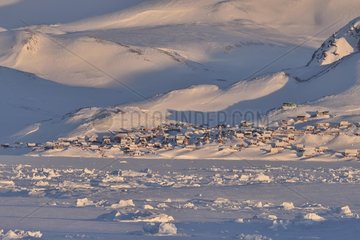Village of Ittoqqortoormiit in Winter  Greenland  February 2016