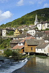 Village of Lods on the Loue river - Franche-Comte France