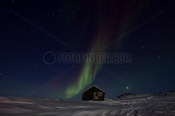 Small house in the village of Unarteq  Greenland  February 2016