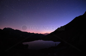 Lac des fees at dawn. France  Savoie (73)  Beaufortain massif  Alps