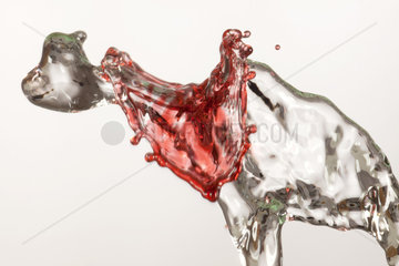 Drops of colored water in white background